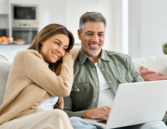 Duxbury South Shore couple looking at laptop